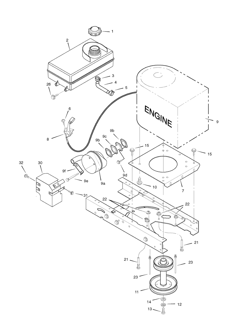 Engine Mount Diagram and Parts List for 425622X78B 2006 Briggs and Stratton Lawn Tractor